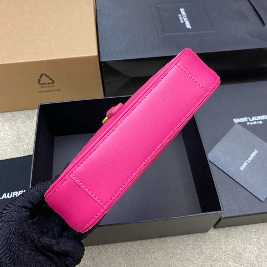 Saint Laurent Le 5 À 7 Top Handle Bag Pink Ferragens Douradas