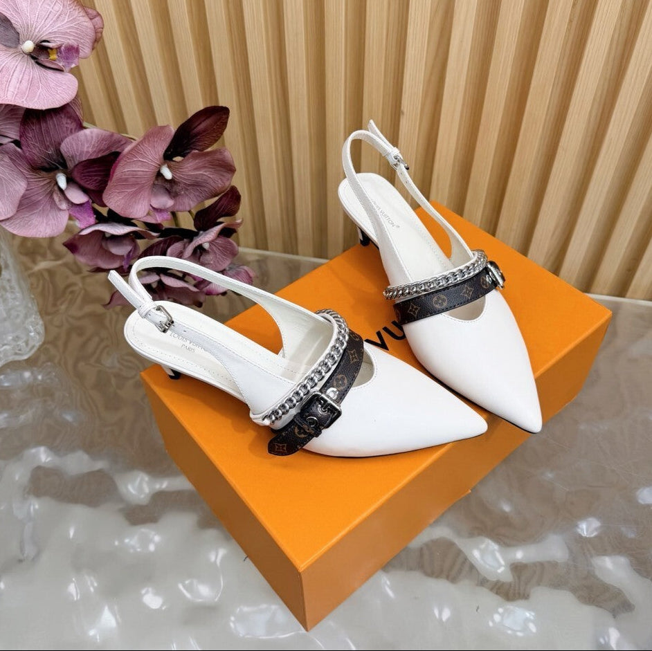 Louis Vuitton LV Vibe Slingback Pumps White