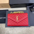 Saint Laurent Shoulder Bag red Ferragens Douradas