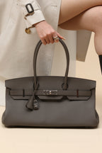 Shoulder Birkin Style Dark Grey Leather