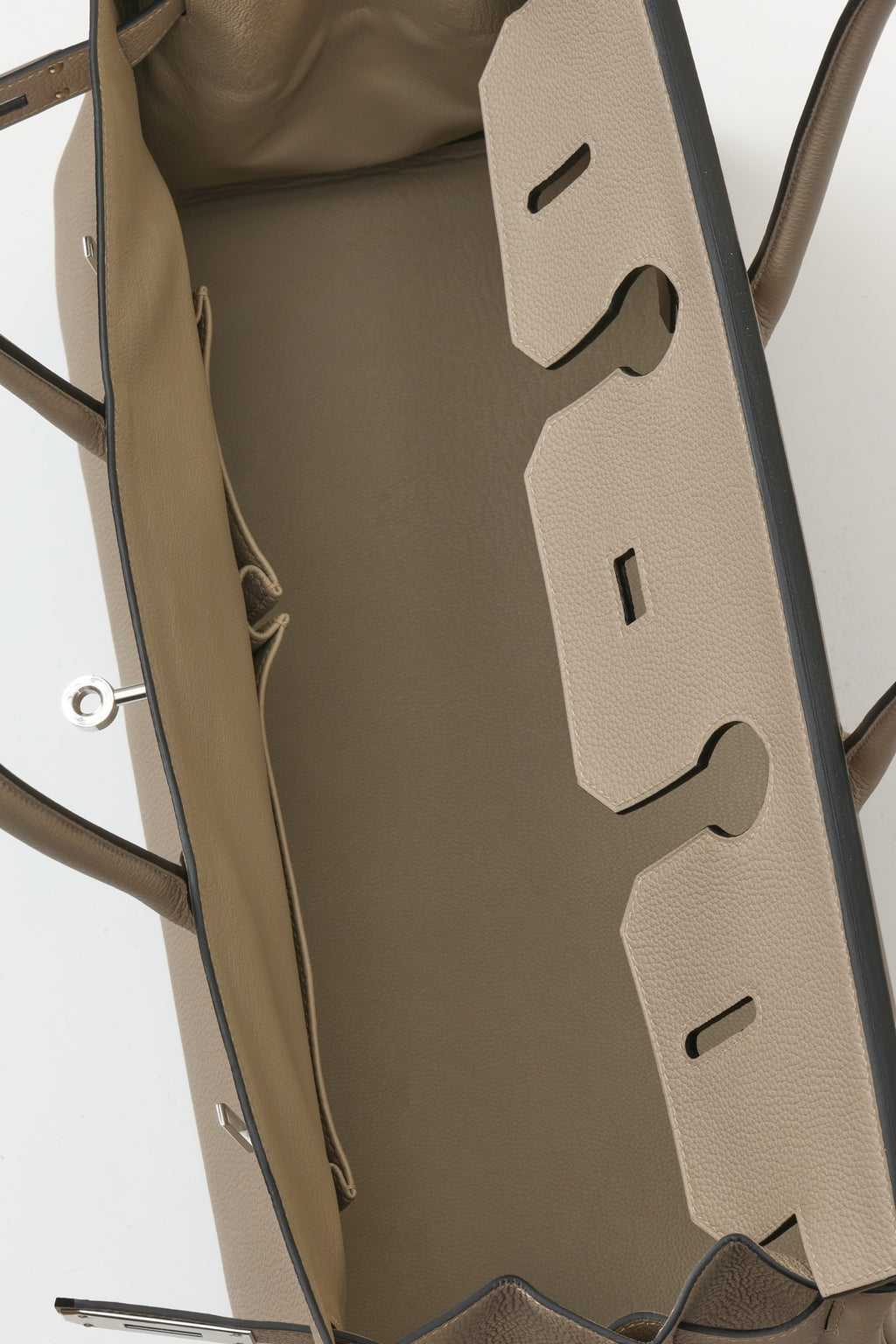 Shoulder Birkin Style Leather Taupe .