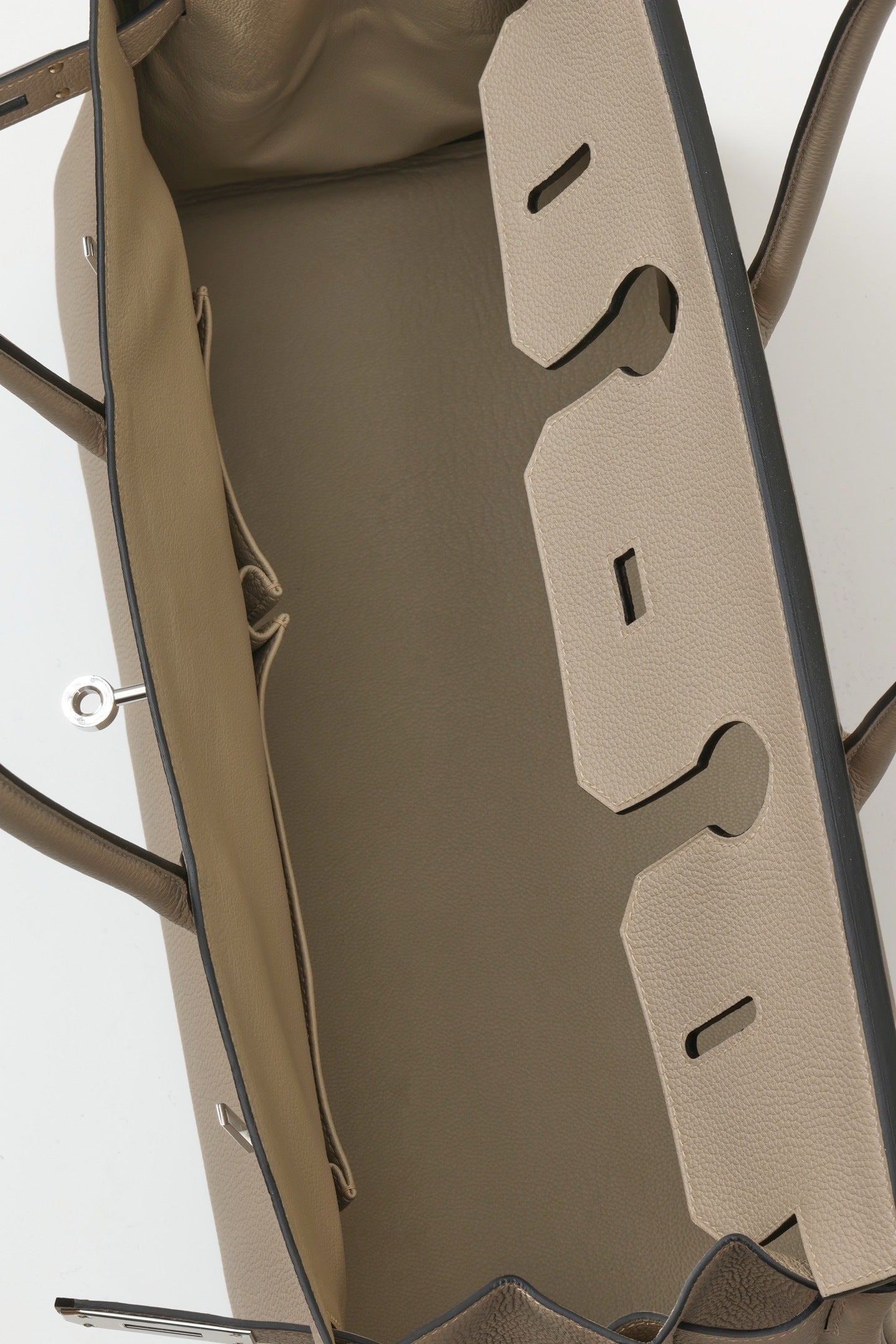 Shoulder Birkin Style Leather Taupe .