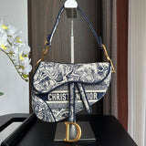 Bolsa Saddle Oblique Embroidery Blue