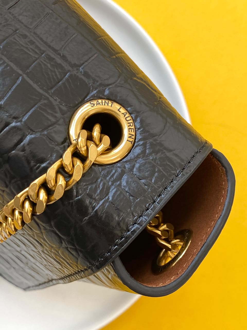 Saint Laurent Kate Reversible Shoulder Bag Croco