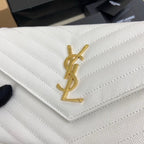 Saint Laurent Shoulder Bag White Ferragens Douradas