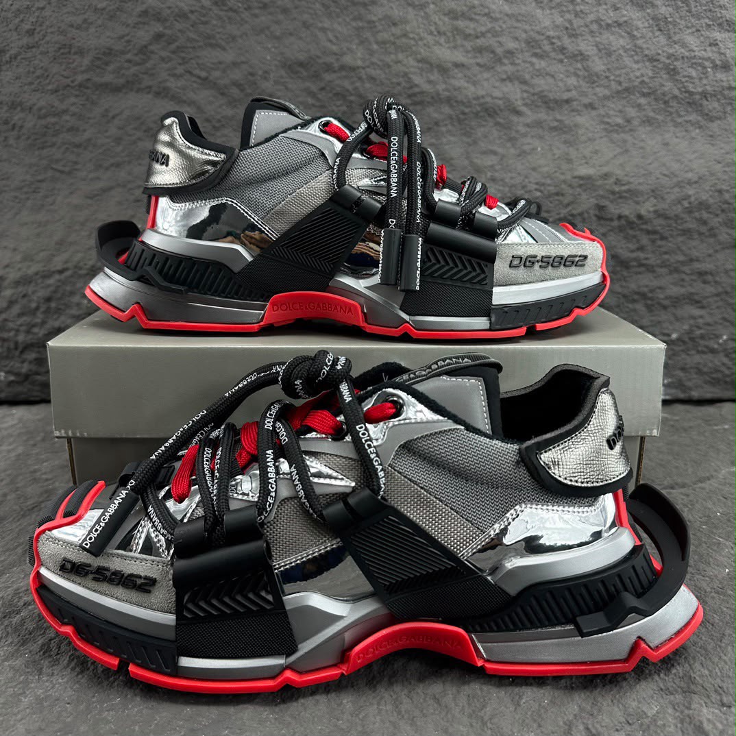 Dolce & Gabbana Space Trainers Silver/Red/Black