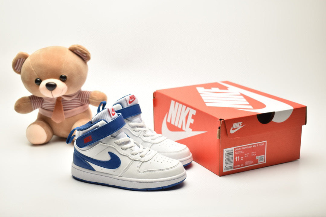 Nike Court Borough Mid 2 White / Blue Infantil