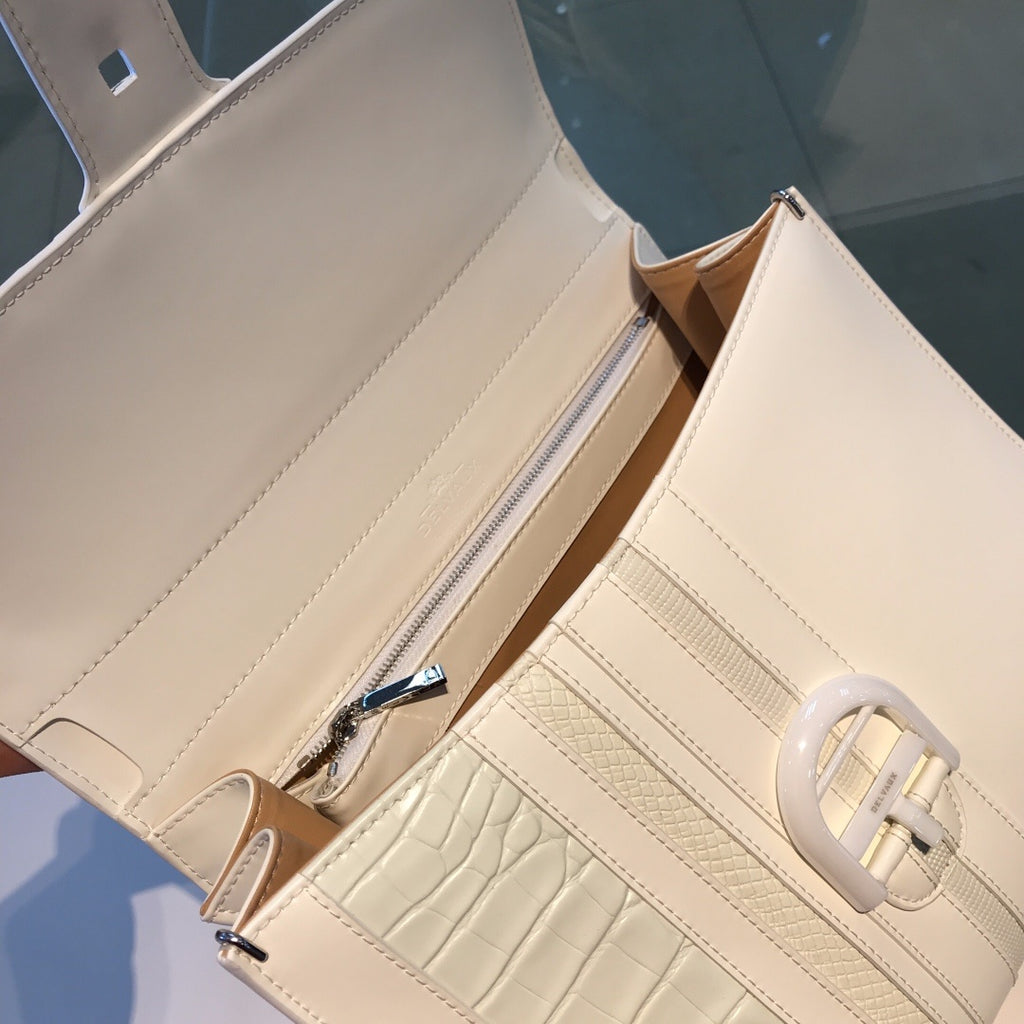 Delvaux Brillant MM Croco White