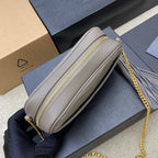 Saint Laurent Lou Camera Bag gray Taupe Ferragens Douradas