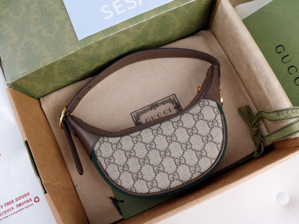 Gucci Ophidia Mini GG Supreme Web Half-Moon Hobo.
