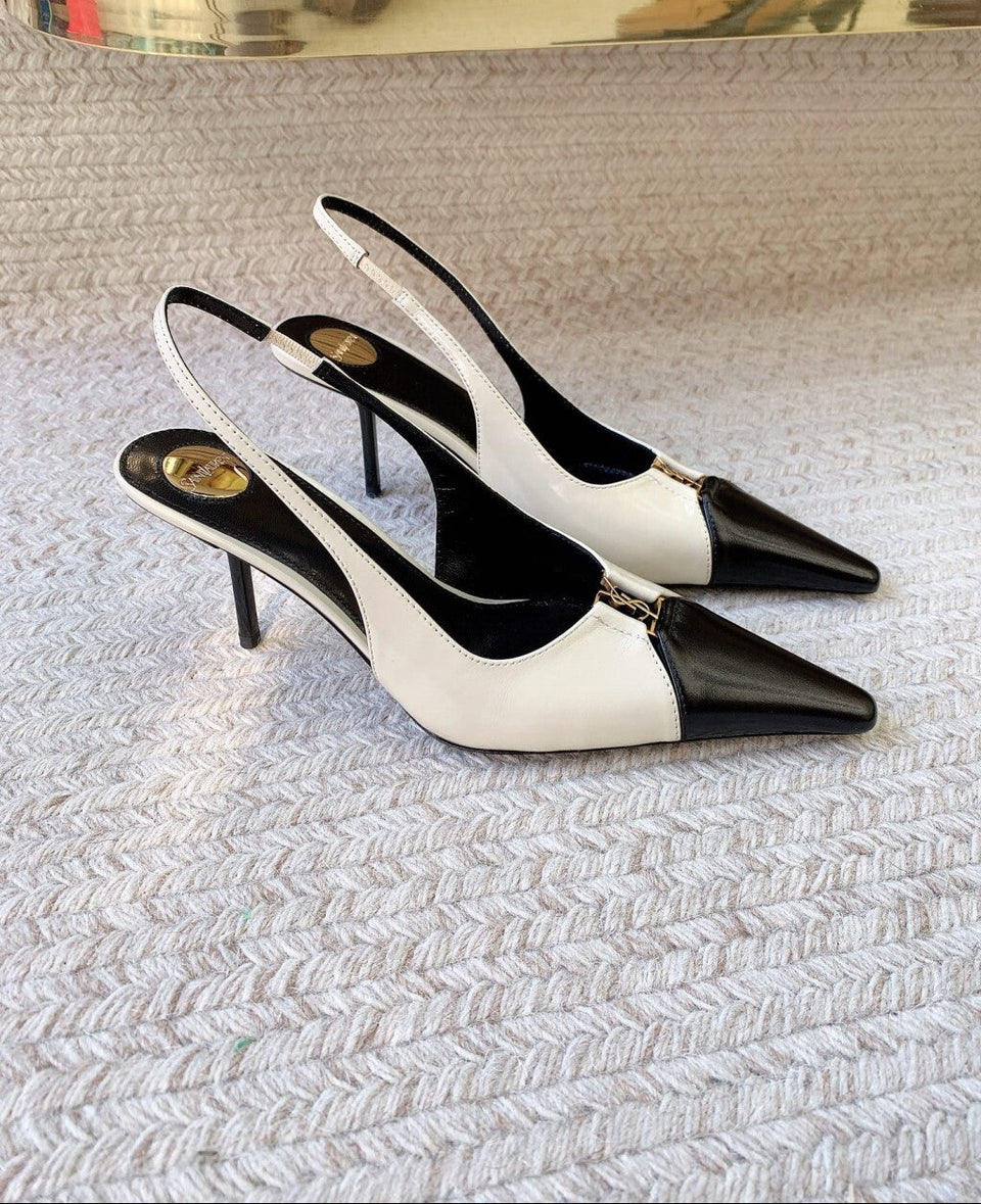 Saint Laurent Scarpin Slingback Babylone Breteuil Noir 75 mm