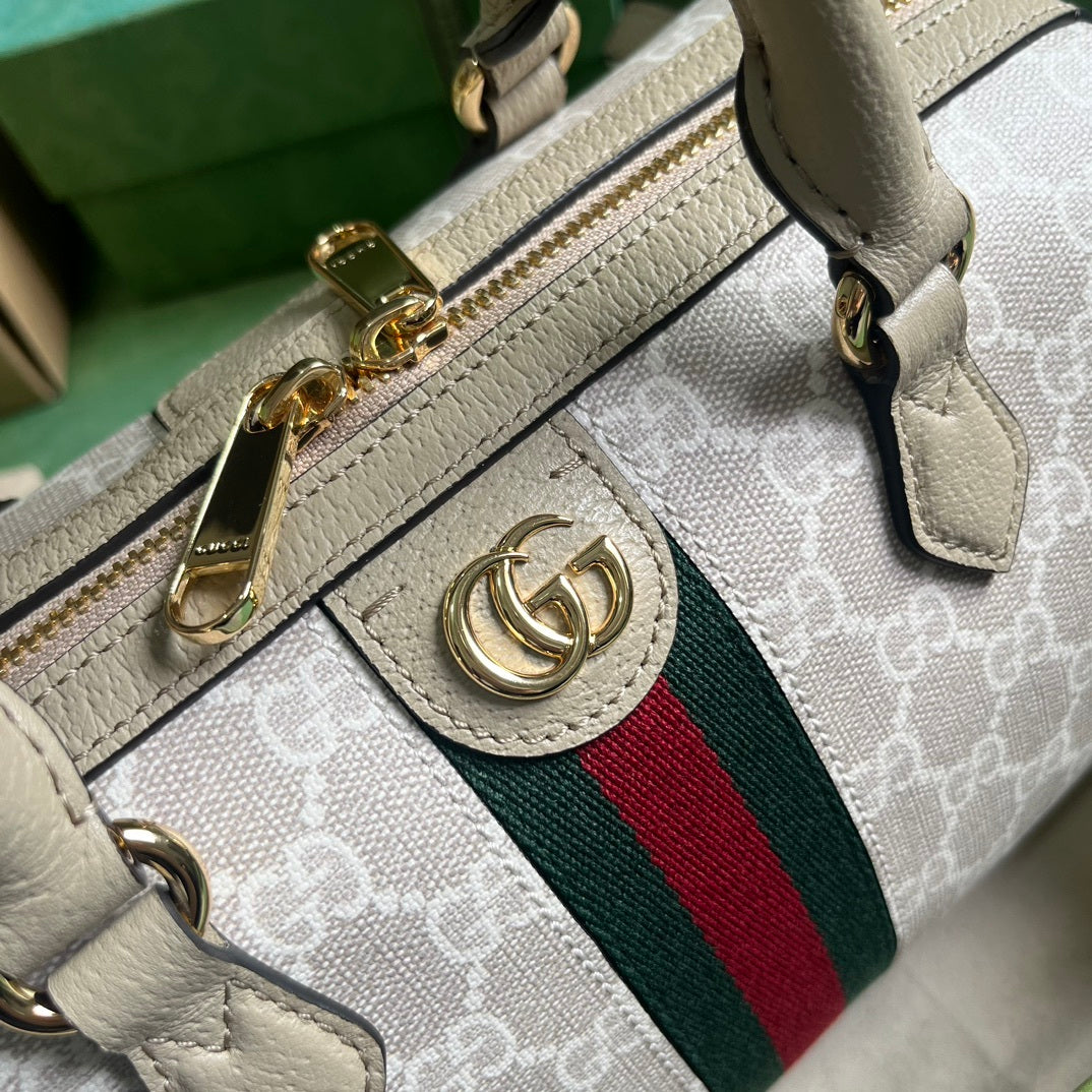 Gucci Ophidia Mini Boston Bag Off-White