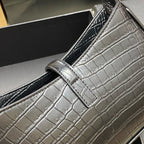 Saint Laurent Le 5 À 7 Croc Top Handle Bag Black Ferragens Douradas
