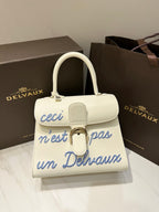 Delvaux Brillant L'Humour Lettering Off-White / Blue