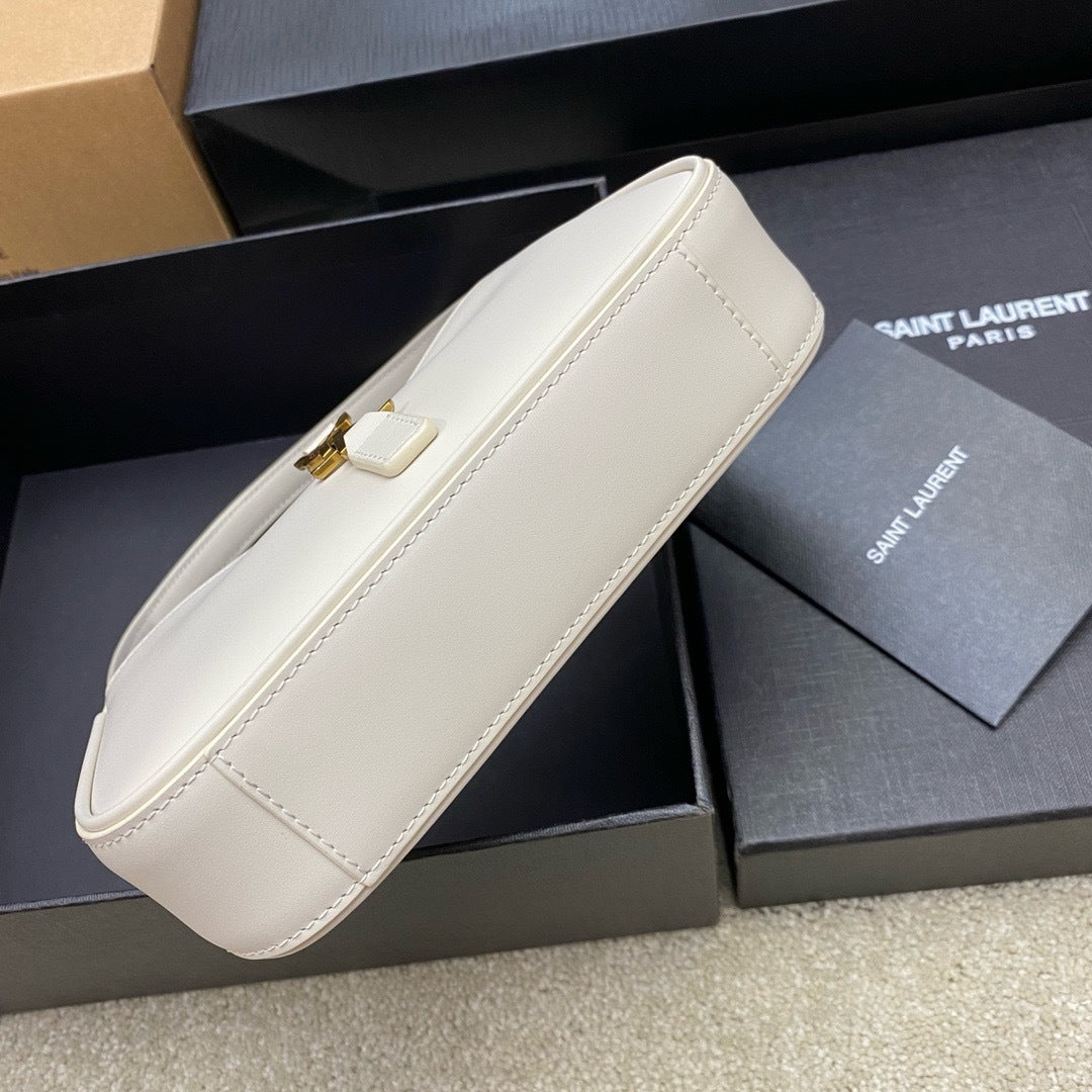 Saint Laurent Le 5 À 7 Top Handle Bag Off White Ferragens Douradas
