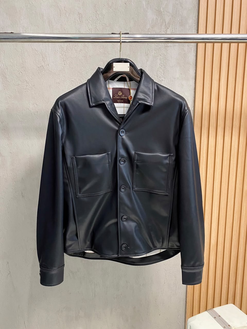 Loro Piana Evandro Calfskin Overshirt Black