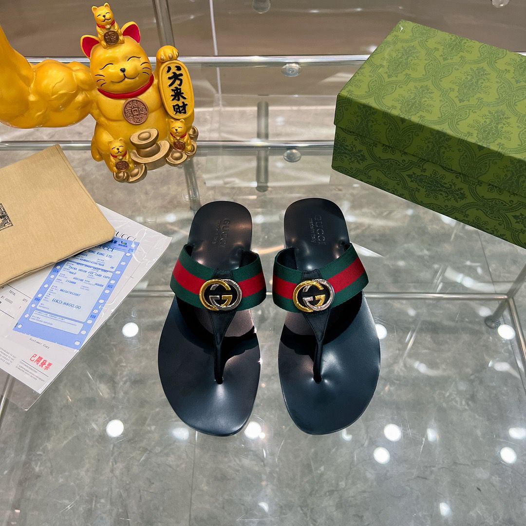 GUCCI Red & Green Kika Thong Sandals ( FEMININO) ( Pronta entrega)