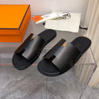 Hermes Izmir Sandal Noir Smooth Calfskin Leather.
