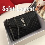 Yves Saint Laurent Envelope Black Ferragens Douradas
