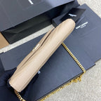 Saint Laurent Shoulder Bag Bege Ferragens Douradas.