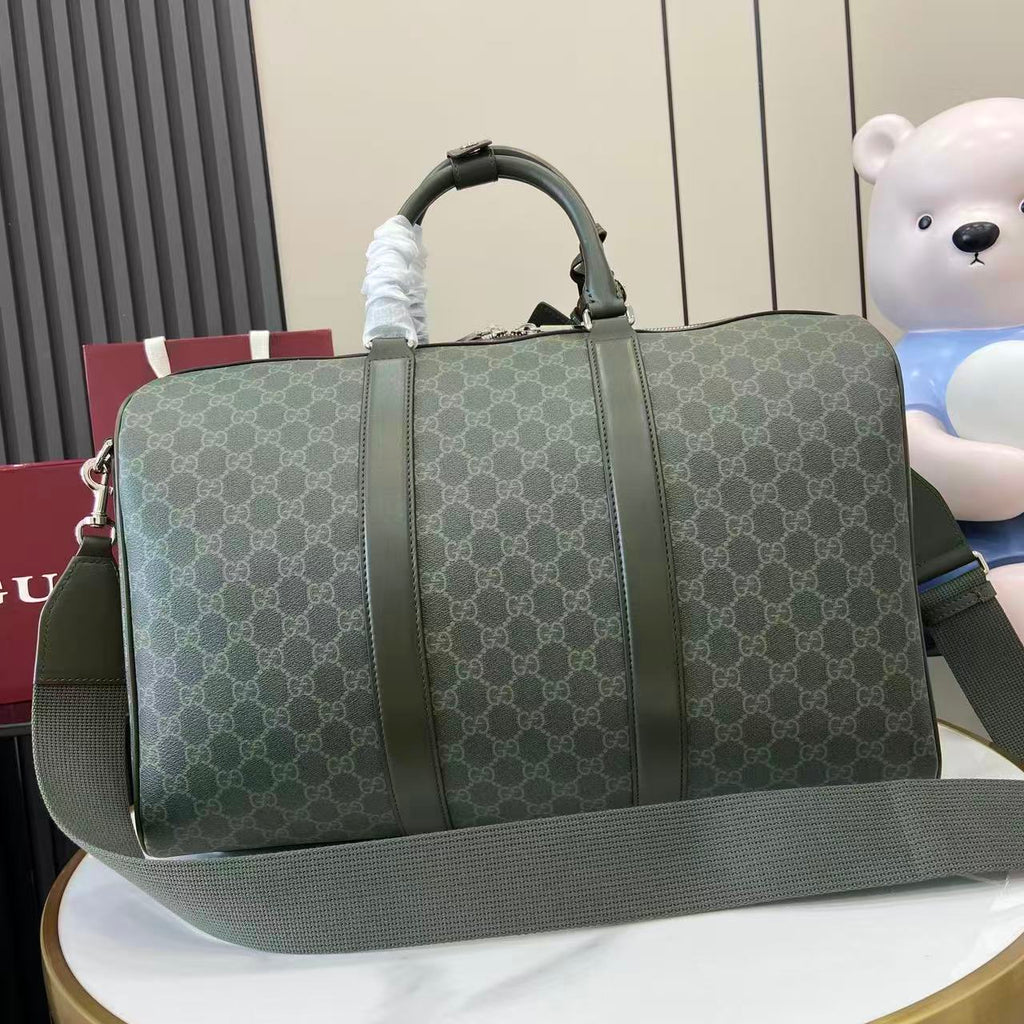 Gucci GG Monogram Medium Duffle Bag Dark Green