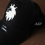 Boné Judá Crowned Lion Trucker Distressed Black & White (Pronta Entrega)