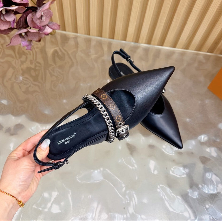Louis Vuitton Vibe Slingback Flat Ballerina Black