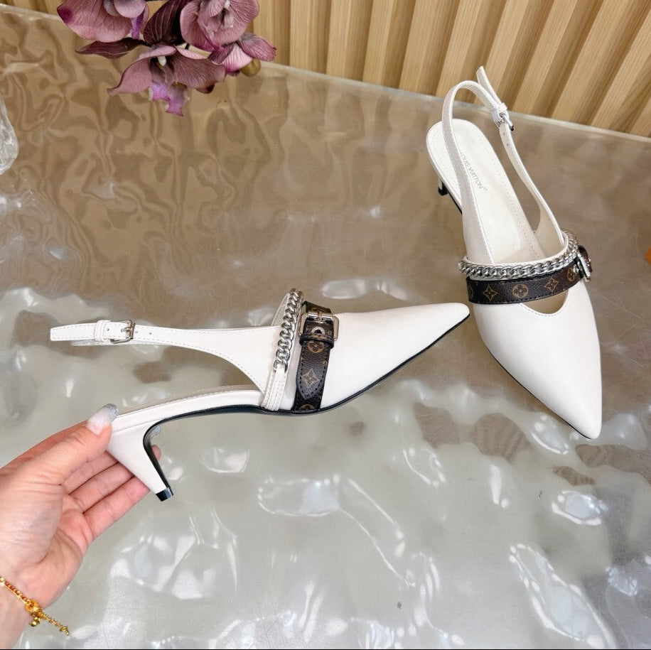 Louis Vuitton LV Vibe Slingback Pumps White