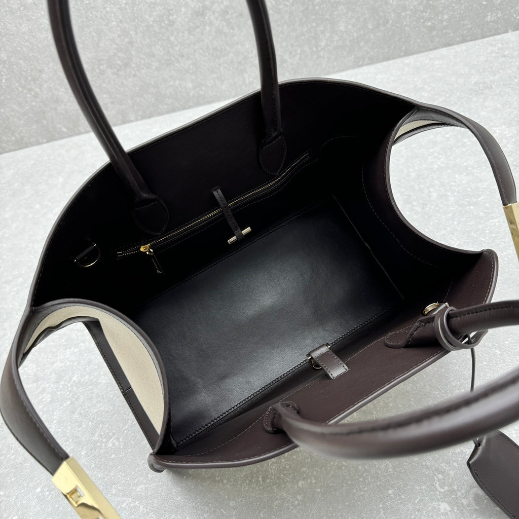 bolsa tote Ferragamo Hug bege e black