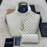 Saint Laurent Icare Maxi Tote Shopping Bag White Ferragens Douradas 58cm