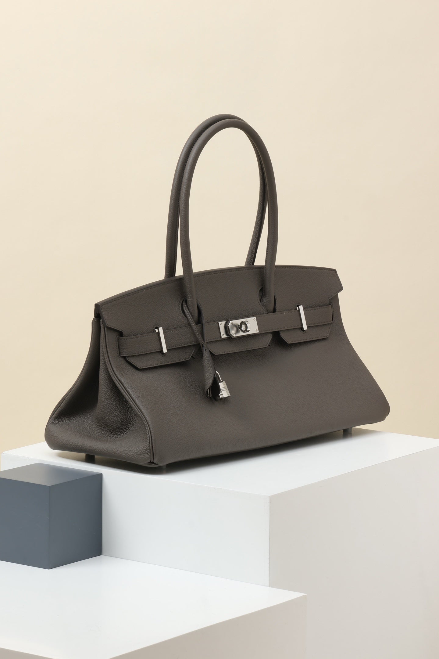 Shoulder Birkin Style Dark Grey Leather