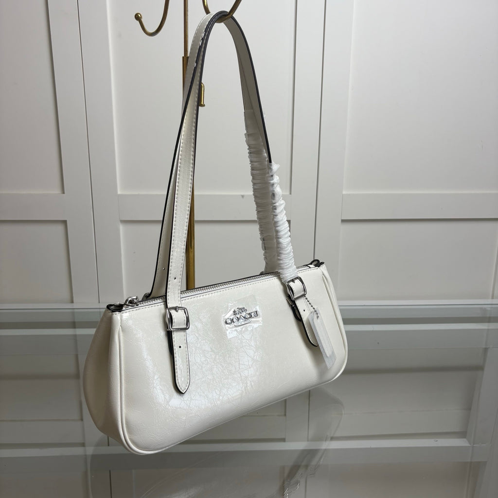 Coach Asher Shoulder Bag Shiny Crinkle Leather White