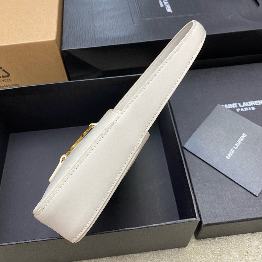 Saint Laurent Le 5 À 7 Top Handle Bag Off White Ferragens Douradas