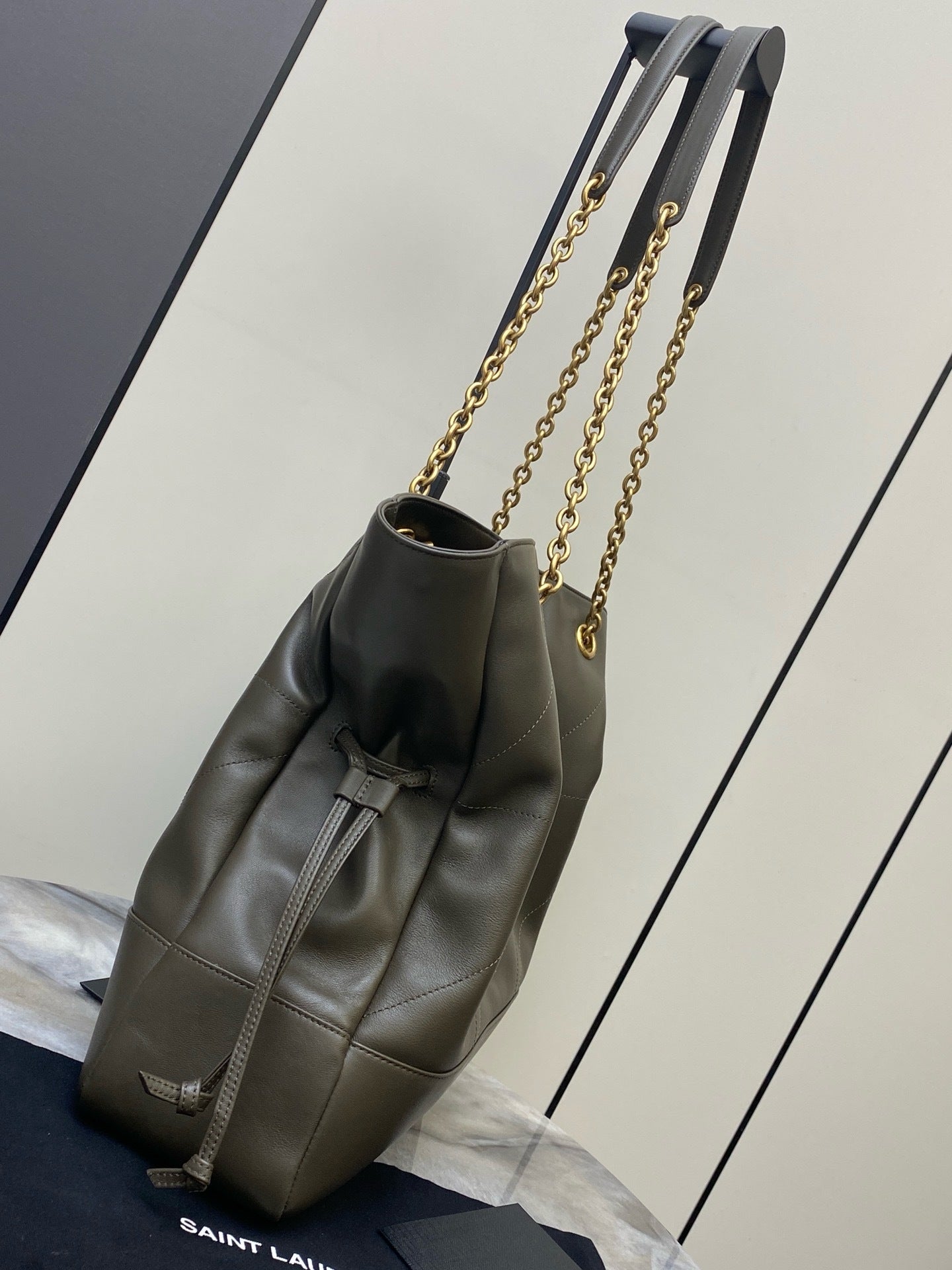 Saint Laurent Shopping Jamie 4.3 Quilted Bag army green Ferragens Douradas