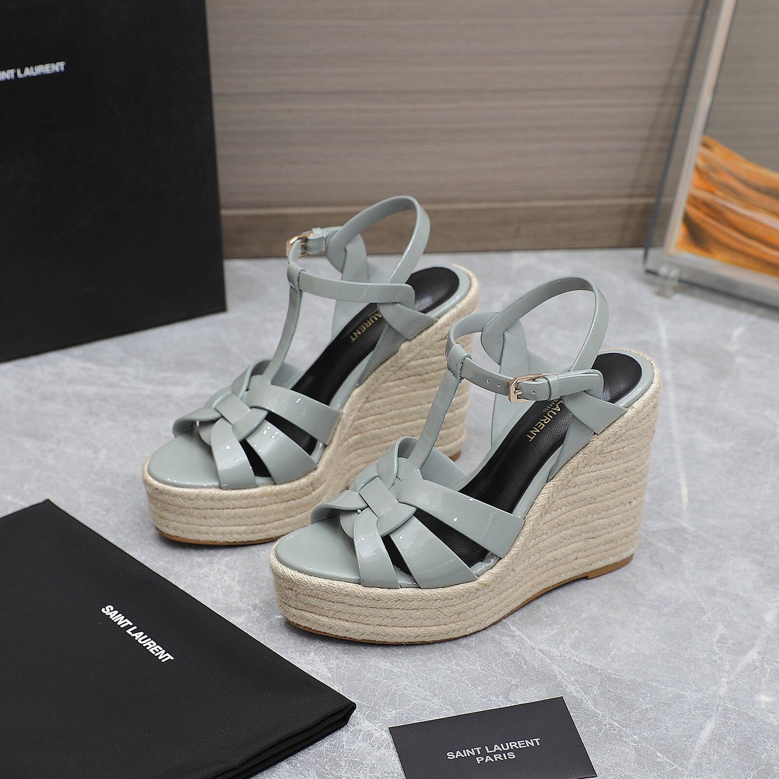 Saint Laurent Espadrille Tribute green water