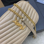 Saint Laurent Lou Camera Bag Bege Ferragens Douradas