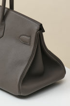 Shoulder Birkin Style Dark Grey Leather