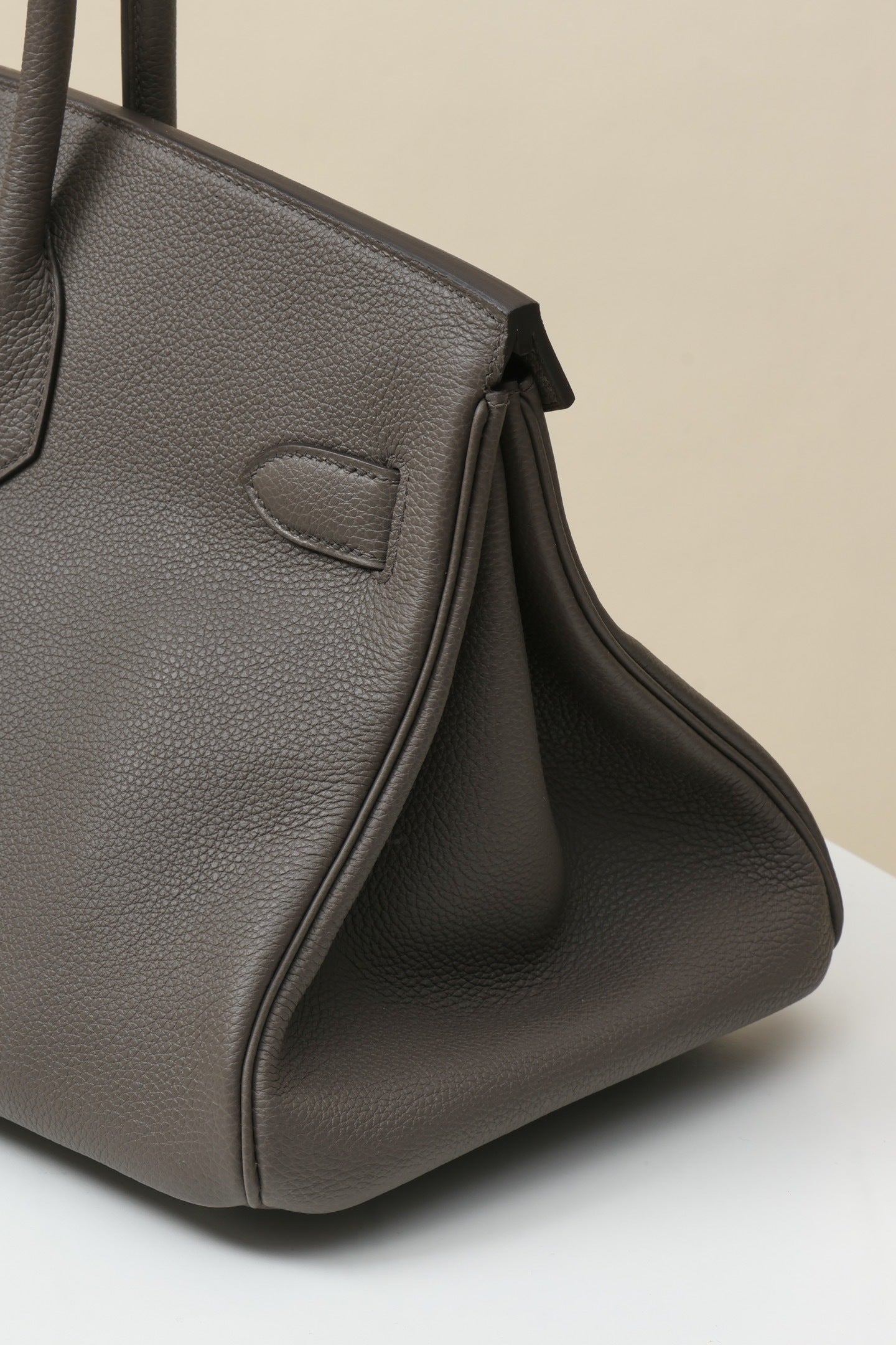 Shoulder Birkin Style Dark Grey Leather