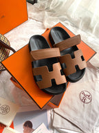 Hermes Chypre Sandal Naturel Black Smooth Calfskin Leather.