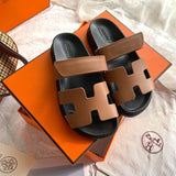 Hermes Chypre Sandal Naturel Black Smooth Calfskin Leather.