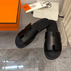 Hermes Izmir Sandal Noir Smooth Calfskin Leather.