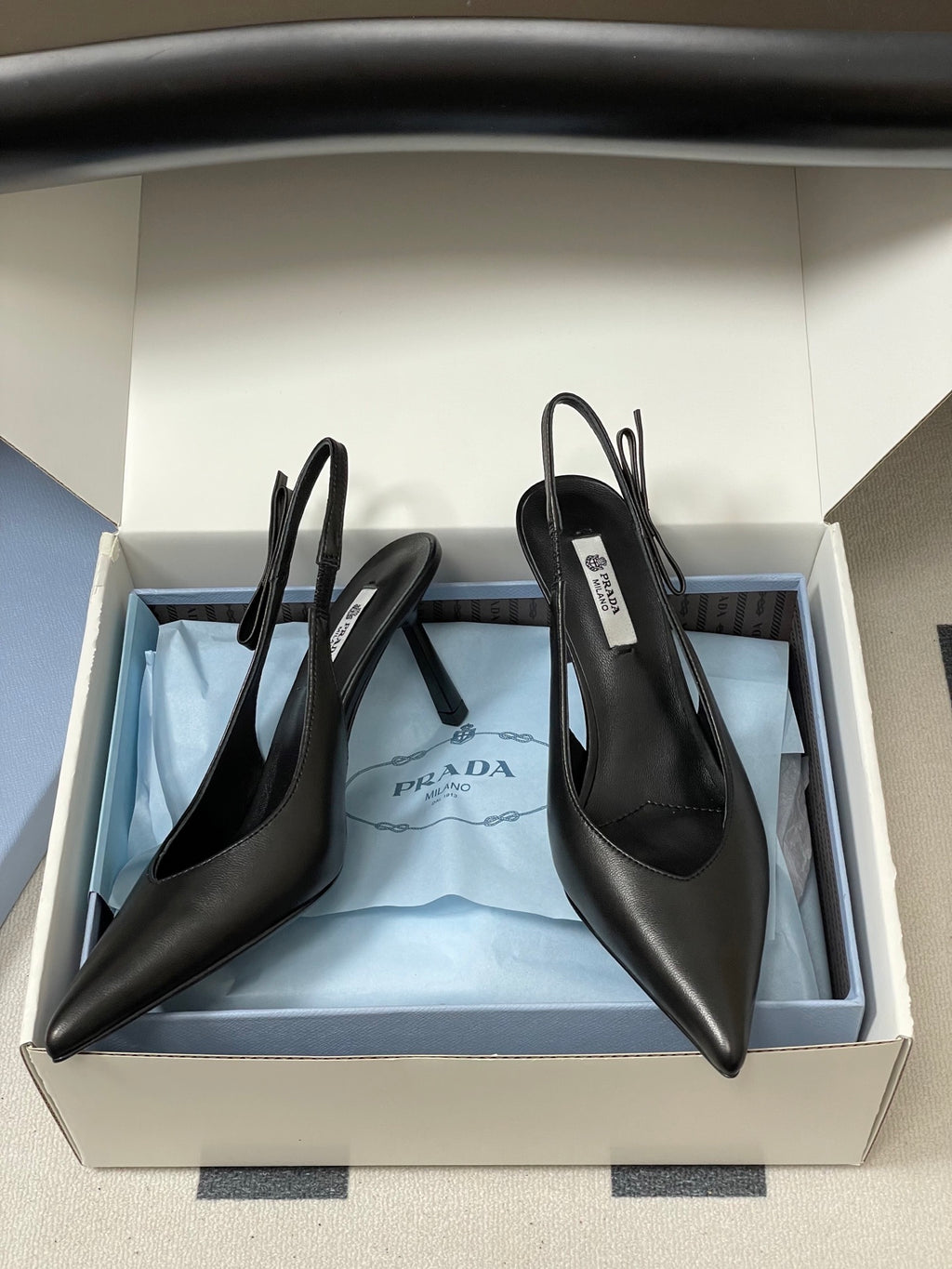 Prada  Slingback Pumps  Black Matte