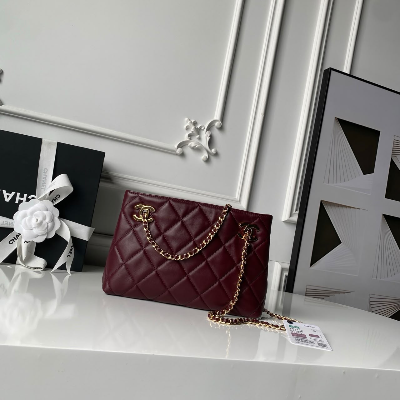 Chanel Mini Shopping Bag Dark Burgundy