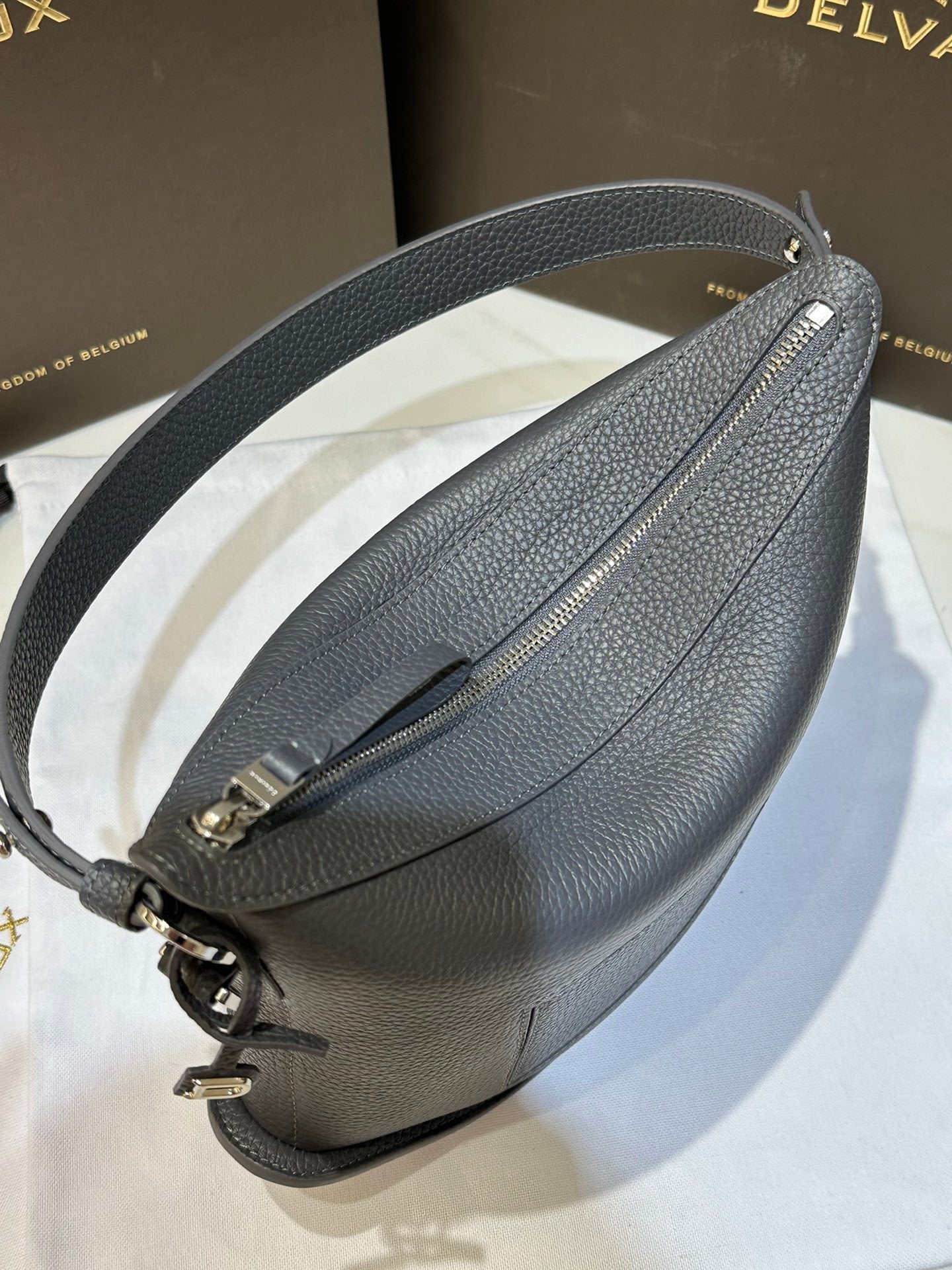 Delvaux Pin Swing Shoulder Bag Stone