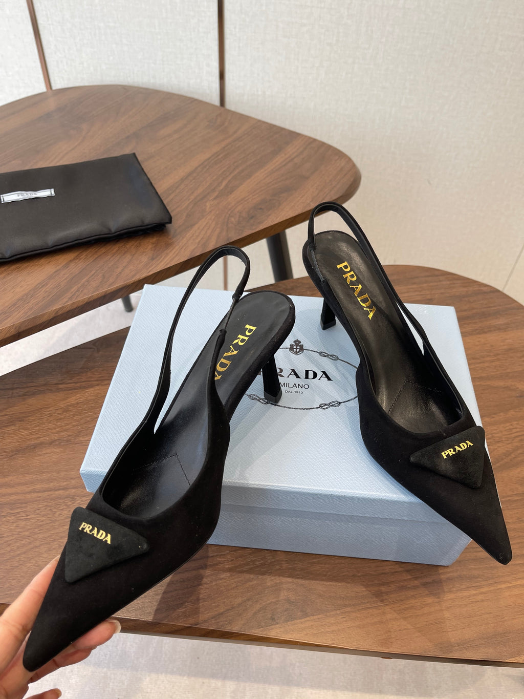 Prada  slingback pump suede Black
