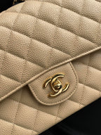 Chanel Classic Double Flap Quilted Medium Beige Dark .