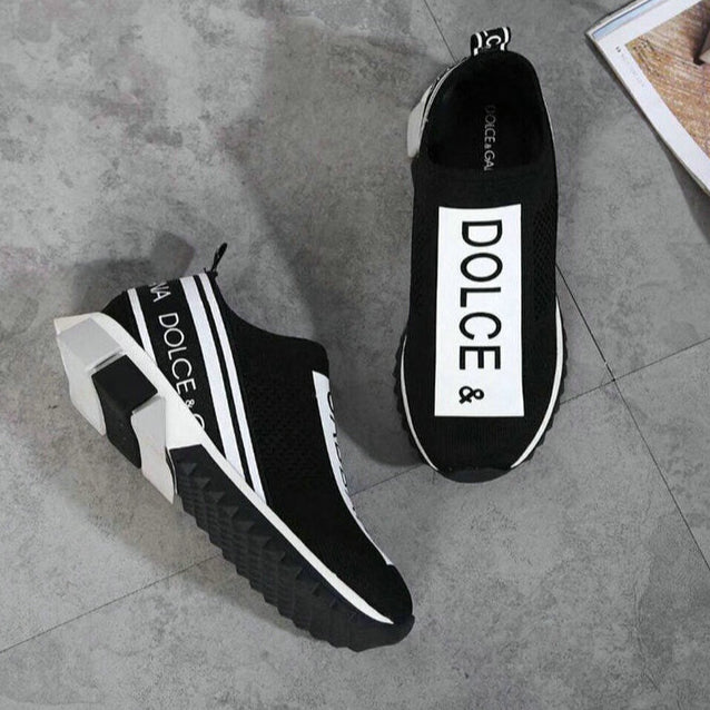 Dolce & Gabbana Sorrento Logo Slip On Black Grey White