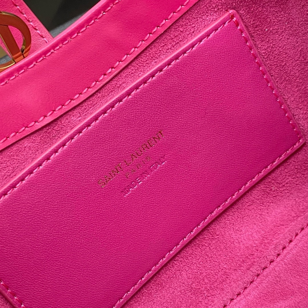Saint Laurent Le 5 À 7 Top Handle Bag Pink Ferragens Douradas