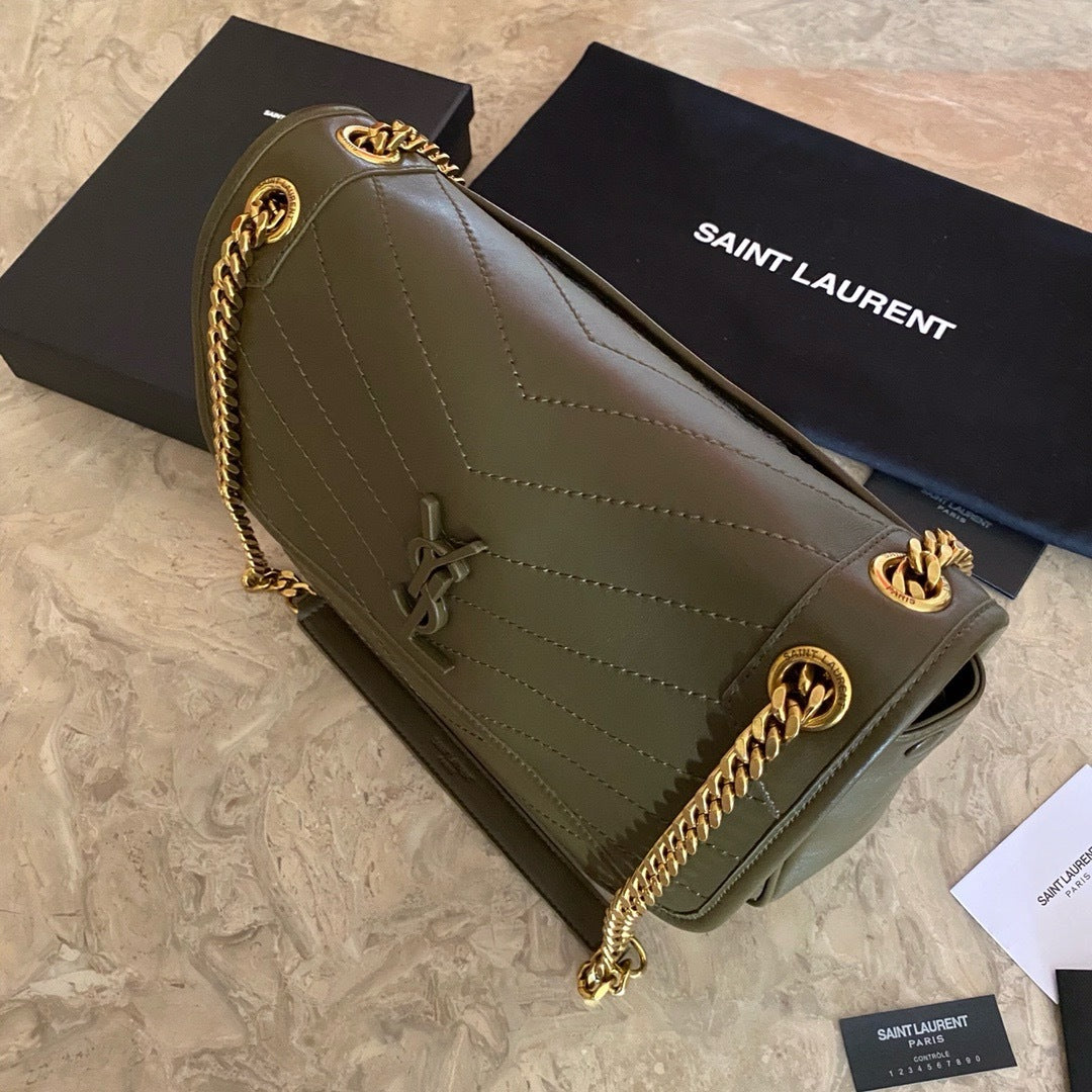Saint Laurent NIKI baby Bag Green Ferragens Douradas