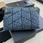 Bolsa Saint Laurent Puffer Denim Small Shoulder Bag